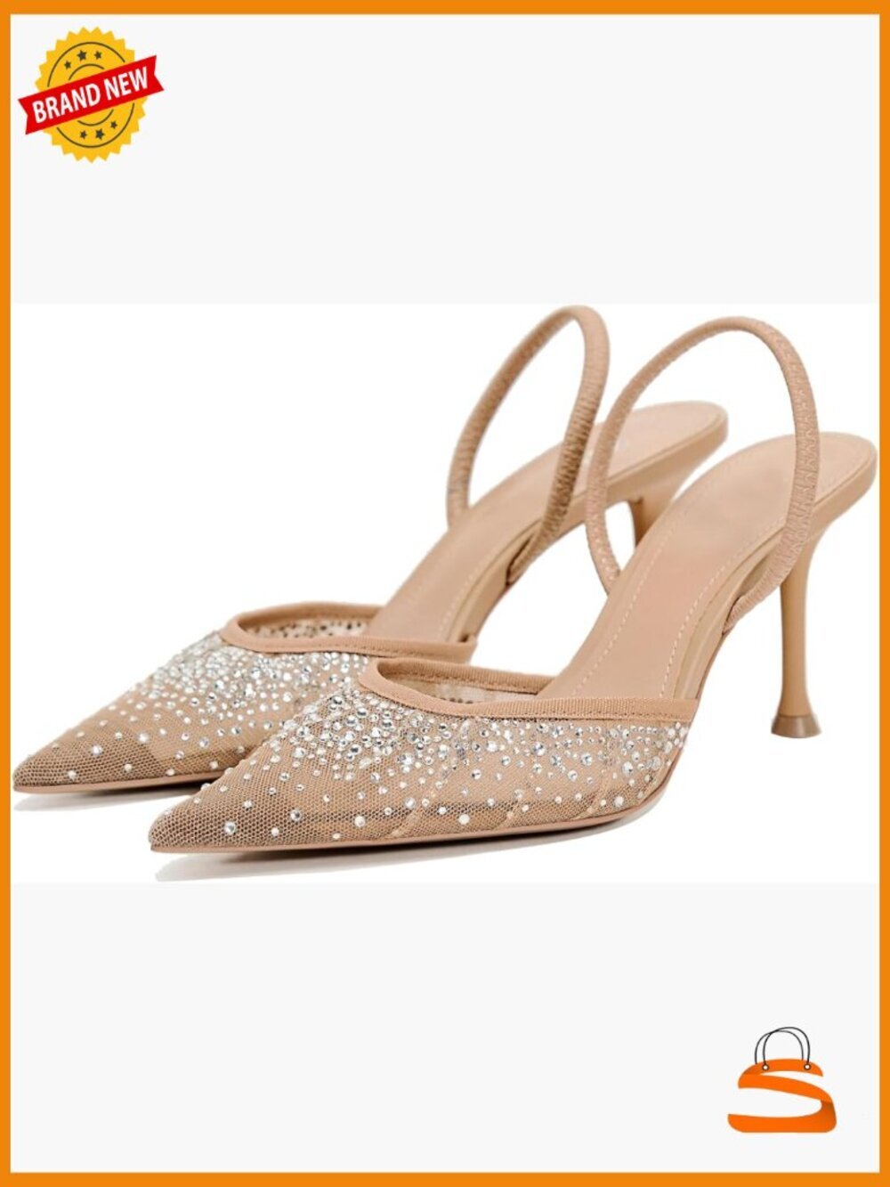 Pointed Toe Rhinestone Kitten Heels Mesh Stiletto Sandals Wedding Party Dress